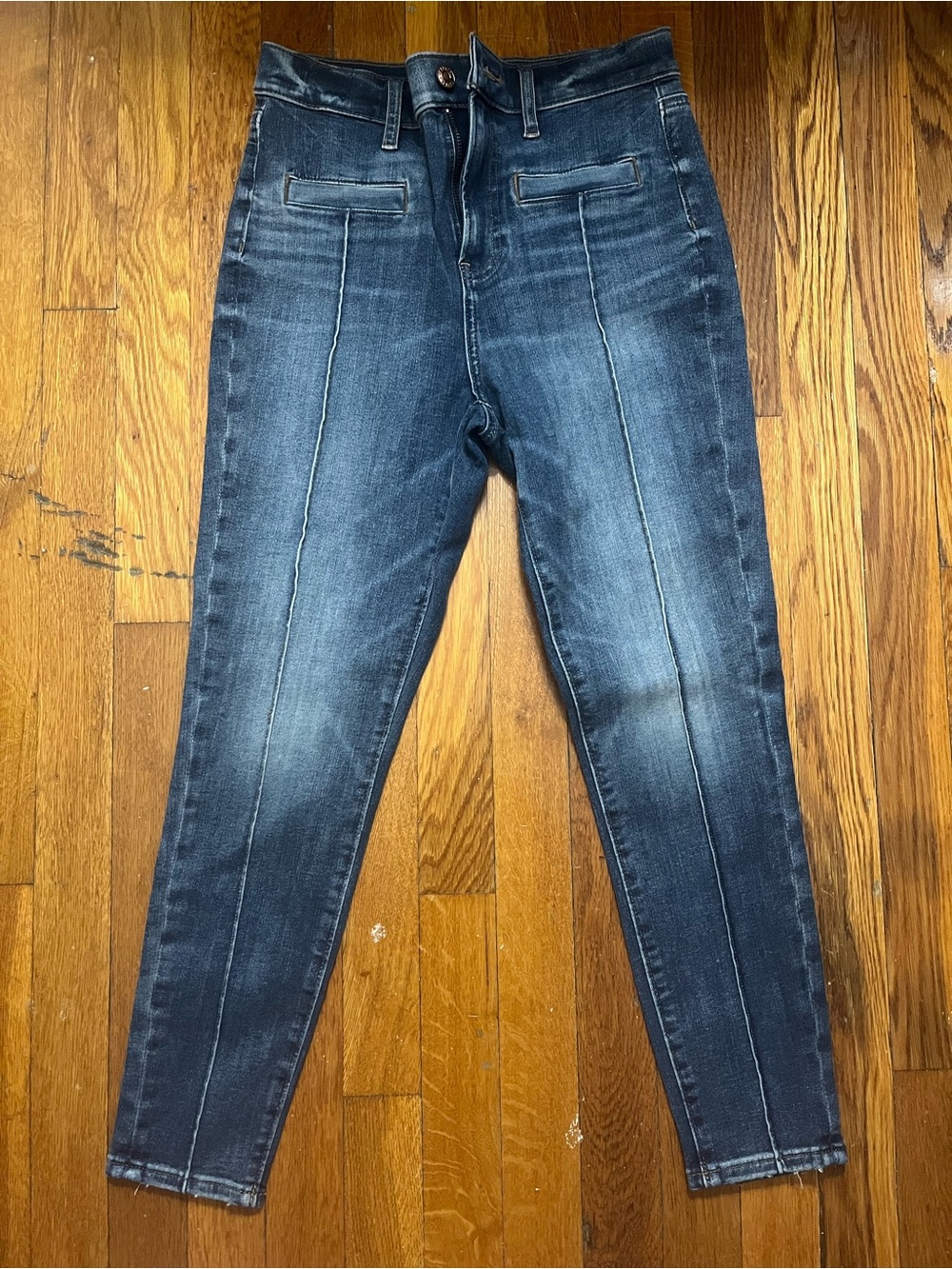 Express Dark Blue Skinny Jeans with Front Seam Detail